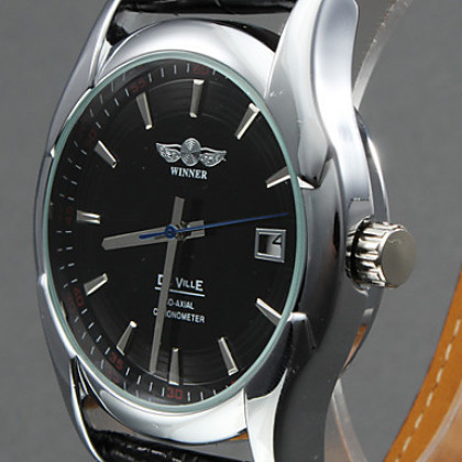 Мужская стилю ПУ аналоговых Механические наручные часы (черный)