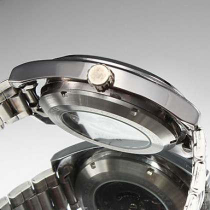 Мужская стилю стали аналоговые механические наручные часы (серебро)