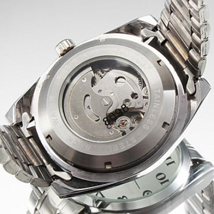 Мужская стилю стали аналоговые механические наручные часы (серебро)