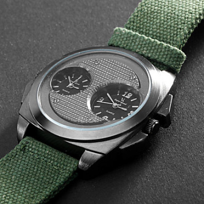 Мужская Ткань Аналоговые кварцевые наручные часы (2 часовых поясах, разных цветов)