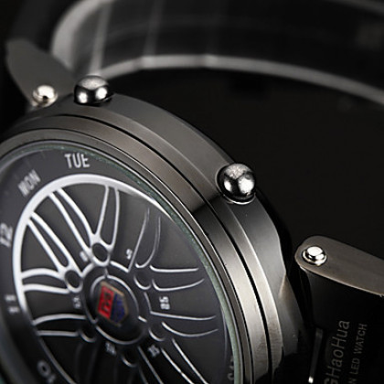 Мужская Вихрь Стиль двоичной Красочный светодиодные Черный Кожаный ремешок наручные часы (разных цветов)