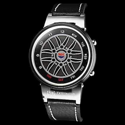 Мужская Вихрь Стиль двоичной Красочный светодиодные Черный Кожаный ремешок наручные часы (разных цветов)