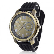 Мужская Vintage силиконовой лентой Аналоговые кварцевые наручные спортивные часы (черный)