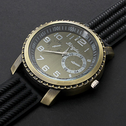 Мужская Vintage силиконовой лентой Аналоговые кварцевые наручные спортивные часы (черный)