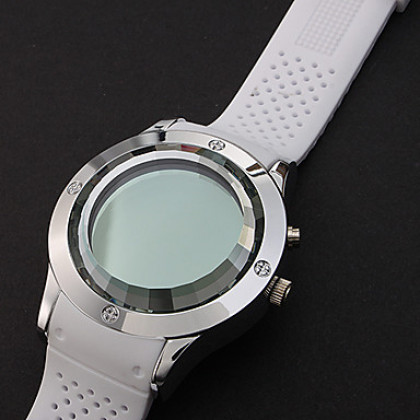 Мужская зеркало лицо белым циферблатом Силиконовой лентой Кварцевые аналоговые наручные часы Подсветка (разных цветов)