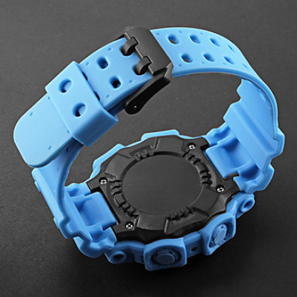 Мужская ЖК-цифровой квадратный корпус Многофункциональный Резиновая лента наручные часы (разных цветов)