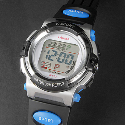 Мужская ЖК-цифровой многофункциональный резинкой наручные часы (разных цветов)