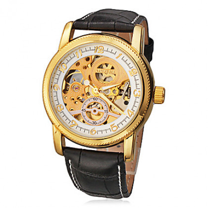 Мужская золота полые набора PU Аналоговый Авто-механические наручные часы (разные цвета Dial)