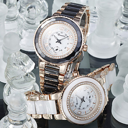 Мужская золото Циферблат Керамические и стали аналоговые кварцевые наручные часы (разных цветов)