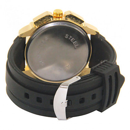 Мужская Золотой набор силиконовой лентой Повседневная Аналоговые кварцевые наручные часы (черный)