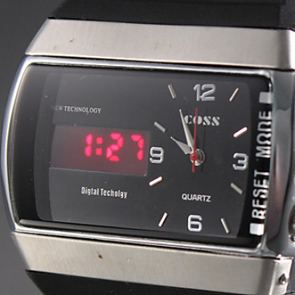Мужские аналого-цифровые часы с несколькими циферблатами (черные)