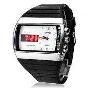 Мужские аналого-цифровые LED кварцевые наручные часы с ремешком из кожзама