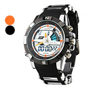 Мужские аналого-цифровые многофункциональные наручные часы с белым циферблатом и черным ремешком (разные цвета)