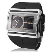 Мужские аналого-цифровые мультифункциональные наручные часы с квадратным циферблатом и ремешком из кожзама