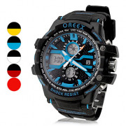 Мужские аналого-цифровые мультифункциональные наручные часы с резиновым ремешком (разные цвета)