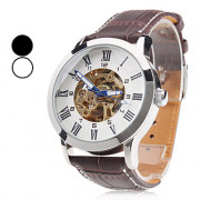 Мужские аналоговые автоматические механические наручные часы с ремешком из кожзама (разные цвета)
