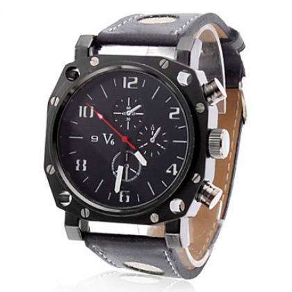 Мужские аналоговые кварцевые наручные часы с ремешком из кожзама (разные цвета)