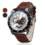Мужские аналоговые кварцевые наручные часы с ремешком из кожзама (разные цвета)