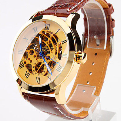 Мужские аналоговые механические автоматические часы (коричневые)