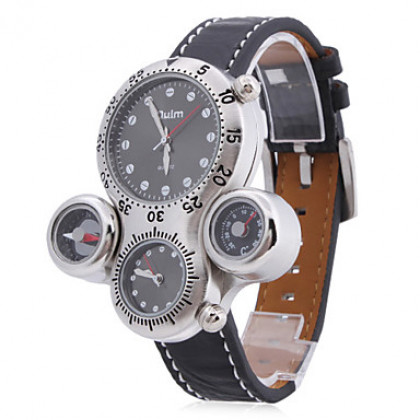 Мужские аналоговые механические часы (2 часовых пояса, черные)