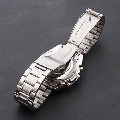 Мужские аналоговые механические водонепроницаемые стальные наручные часы (серебро)