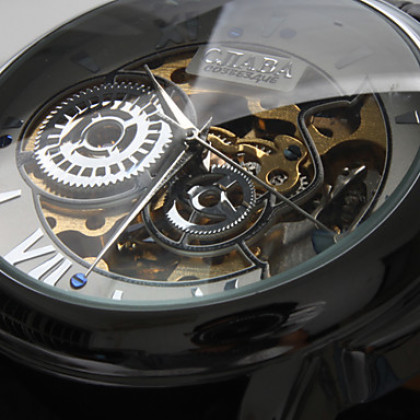 Мужские автоматические механические часы с резным циферблатом