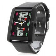 мужские кожаные аналоговые кварцевые наручные часы (черный)