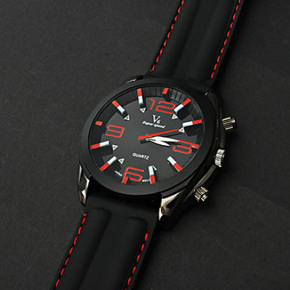 Мужские кварцевые аналоговые часы с черным циферблатом и черным силиконовым ремешком. Цвета в ассортименте.