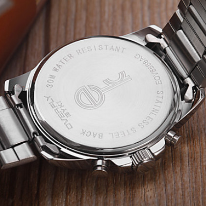 Мужские кварцевые аналоговые часы с календарем, в серебристом стальном корпусе . Цвета в ассортименте.
