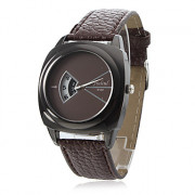 Мужские кварцевые аналоговые наручные часы с Кожаный ремешок (коричневый)
