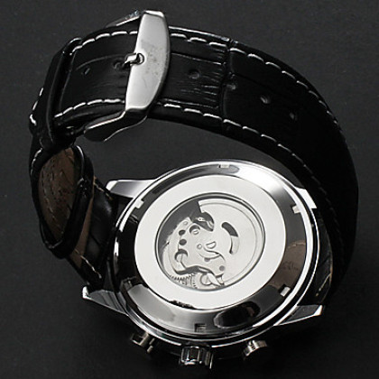 Мужские механические черный PU Группа аналоговые наручные часы (разные цвета диска)