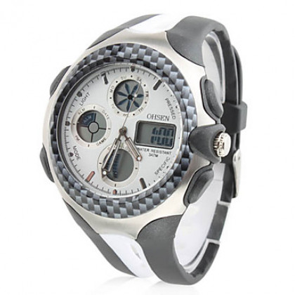 мужские многофункциональные резиновые аналоговые цифровые мульти-движения наручные часы (разных цветов)