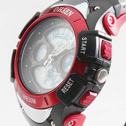 мужские многофункциональные резиновые аналоговые цифровые мульти-движения наручные часы с синим цветом (черный)