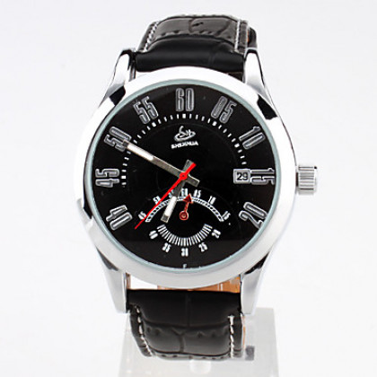 мужские пу аналоговые автоматические механические наручные часы (черный)