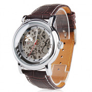 мужские пу аналоговые автоматические механические наручные часы (коричневый)
