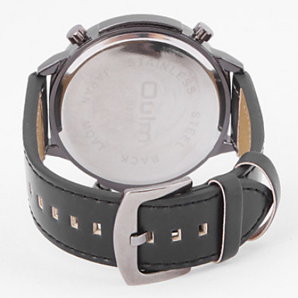 мужские пу аналоговые механические наручные часы (3 часового пояса, черные)