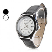 мужские пу аналоговые механические наручные часы с календарем (черные)