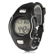 мужские резиновые цифровые автоматические наручные часы с функцией частоты сердечных сокращений (черный)