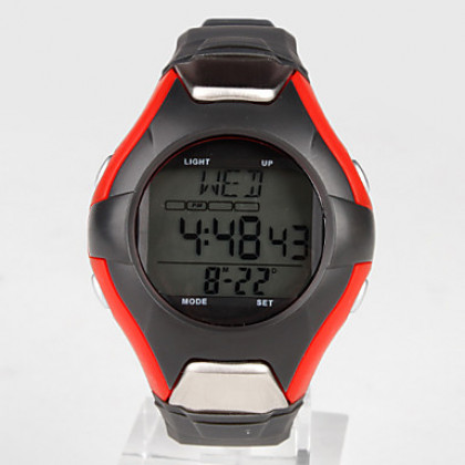 мужские резиновые цифровые автоматические наручные часы с функцией частоты сердечных сокращений (черный)