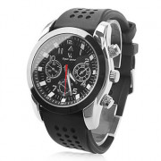 мужские силиконовые аналоговые кварцевые наручные часы (черный)
