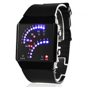 Мужские спортивные часы с оригинальным LED дисплеем резиновым ремешком (цвет черный)