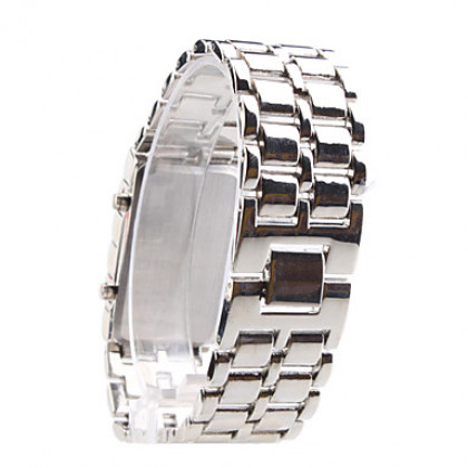 Мужские спортивные наручные часы на серебристом металлическом ремешке с невыраженным LED   циферблатом