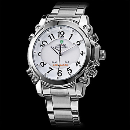 Мужские стали цифро-аналоговый LED-кварцевые наручные часы с многофункциональными (2 часовых поясов, разных цветов)