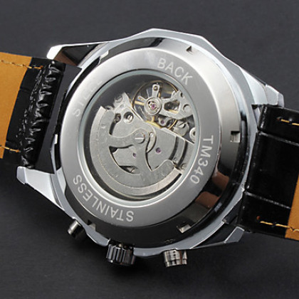 Мужские стильные аналоговые механические часы (черные)