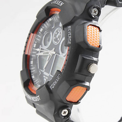 Мужские стильные многофункциональные аналоговые цифровые часы (черные)