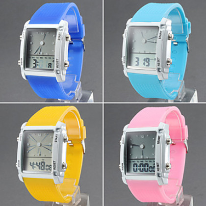 Мужские светодиодные аналоговые силиконовые часы (разные цвета)