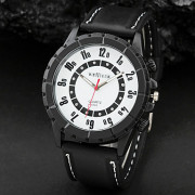 Мужские цветы Белый Черный цифра циферблат черный силиконовой лентой Спортивные кварцевые аналоговые наручные часы