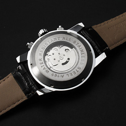 Мужские водонепроницаемые механические наручные часы с календарем на ремешке из искусственной кожи. Цвета в ассортименте.