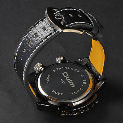 Мужской большой круглый циферблат PU Группа Кварцевые аналоговые наручные часы (разных цветов)