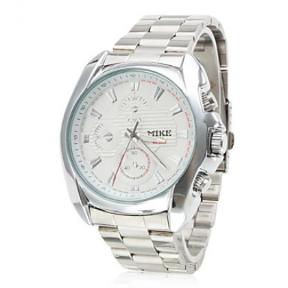 мужской деловой силиконовые аналоговые кварцевые наручные часы (серебро)